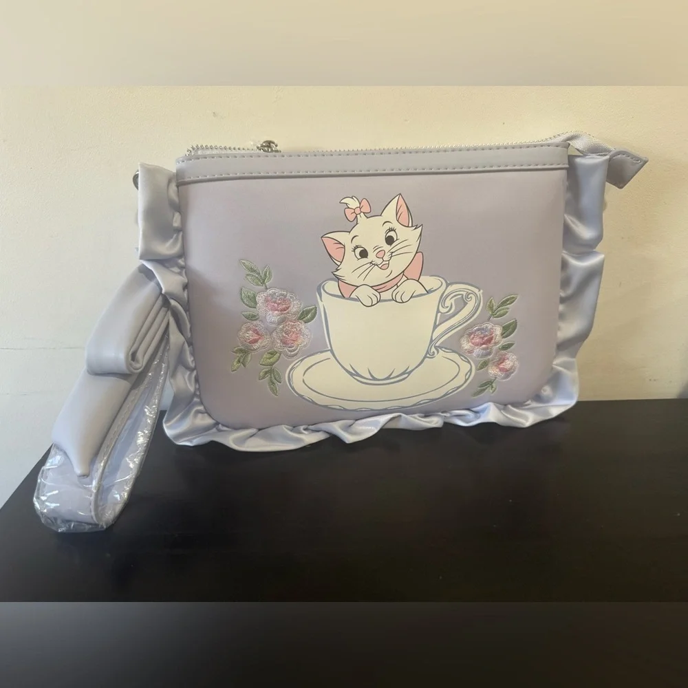 Disney The Aristocats Marie Tea Cup Floral Wristlet Pouch
